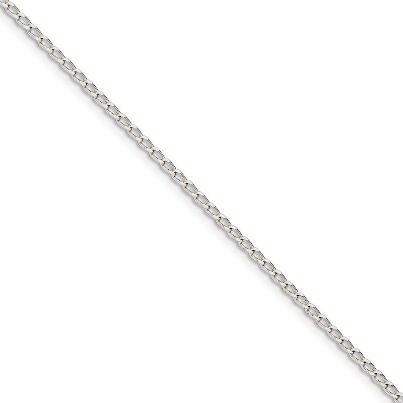 2mm Sterling Silver Solid Open Curb Chain Anklet, 10 Inch